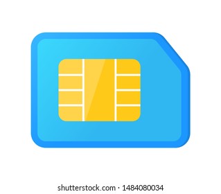 Sim card for talking on phones, object made of plastic having its code and chip, mobile services and personal number of users flat style icon. Vector illustration in flat cartoon style