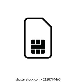 SIM card thin line icon. Vector linear illustration. Pictogram isolated on background.