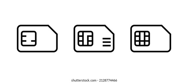 SIM card thin line icon. Vector linear illustration. Pictogram isolated on background.