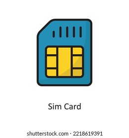Ilustración de diseño de iconos de esquema rellenados por el vector de la tarjeta SIM. Símbolo de computación en nube sobre archivo EPS 10 de fondo blanco