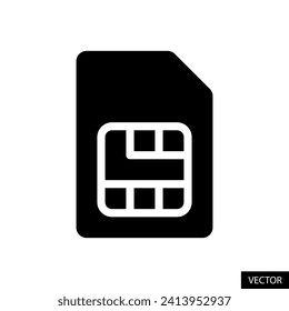 Icono de vector de tarjeta SIM en el diseño de estilo de glifo para sitio web, aplicación, interfaz de usuario, aislado en fondo blanco. Ilustración vectorial EPS 10.