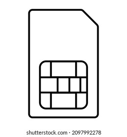Sim card vector icon. Line art style. Vector illustration isolated on white background
