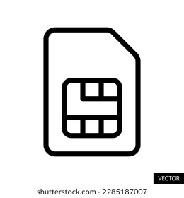 Sim card vector icon in line style design for website, app, ui, isolated on white background. Editable stroke. EPS 10 vector illustration.