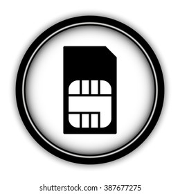 Sim card - vector icon; round  button with shadow