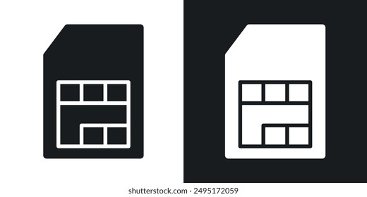Sim card vector icon set in solid style.