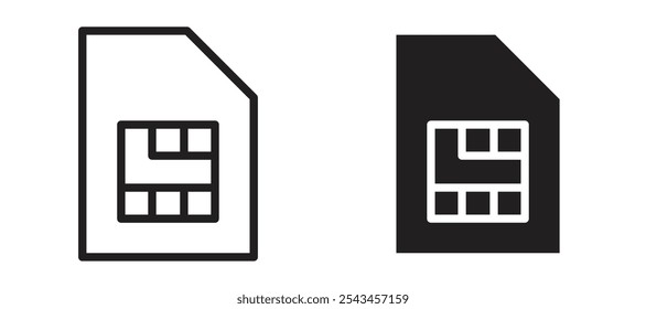 Sim card vector icon set in black.