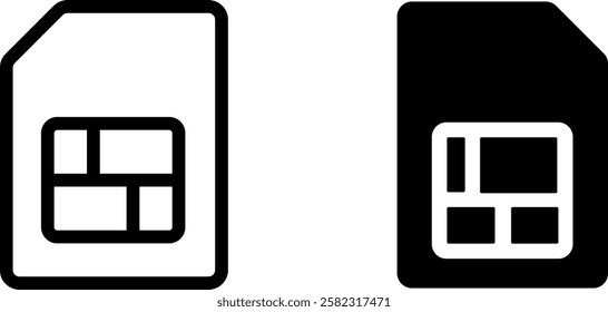  SIM Card Vector Icon Set – Mobile and Connectivity Design Elements