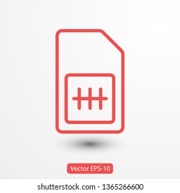 Sim card vector icon. Sim card icon symbol. Sim card - mobile slot icon. Mobile Cellular Phone Sim Card Chip Isolated on Background