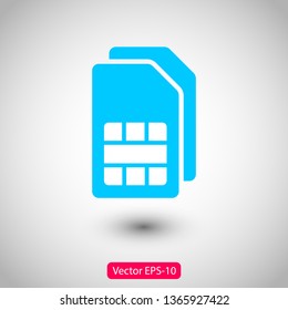 Sim card vector icon. Sim card icon symbol. Sim card - mobile slot icon. Mobile Cellular Phone Sim Card Chip Isolated on Background
