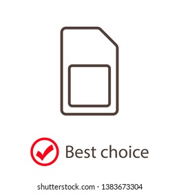 Sim card vector icon. Sim card icon symbol. Sim card - mobile slot icon. Mobile Cellular Phone Sim Card Chip Isolated on Background