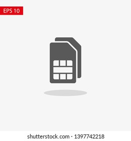 Sim card vector icon. Sim card icon symbol. Sim card - mobile slot icon. Mobile Cellular Phone Sim Card Chip Isolated on Background