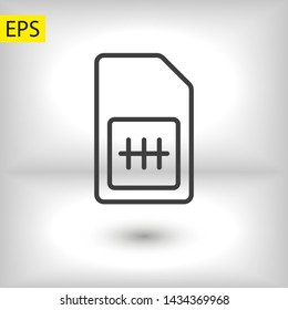 Sim card vector icon. Sim card icon symbol. Sim card - mobile slot icon. Mobile Cellular Phone Sim Card Chip Isolated on Background