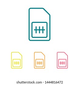 Sim card vector icon. Sim card icon symbol. Sim card - mobile slot icon. Mobile Cellular Phone Sim Card Chip Isolated on Background