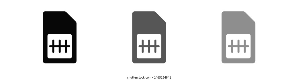 Sim card vector icon. Sim card icon symbol. Sim card - mobile slot icon. Mobile Cellular Phone Sim Card Chip Isolated on Background