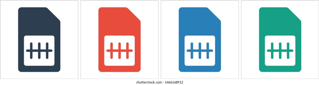 Sim card vector icon. Sim card icon symbol. Sim card - mobile slot icon. Mobile Cellular Phone Sim Card Chip Isolated on Background