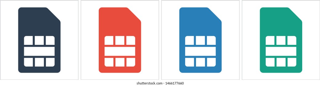 Sim card vector icon. Sim card icon symbol. Sim card - mobile slot icon. Mobile Cellular Phone Sim Card Chip Isolated on Background