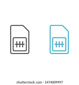 Sim card vector icon. Sim card icon symbol. Sim card - mobile slot icon. Mobile Cellular Phone Sim Card Chip Isolated on Background