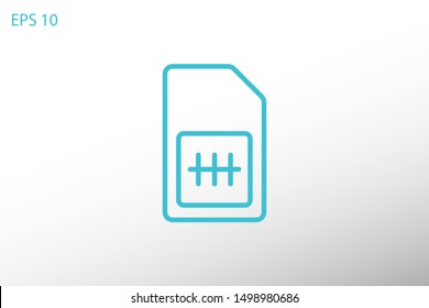 Sim card vector icon. Sim card icon symbol. Sim card - mobile slot icon. Mobile Cellular Phone Sim Card Chip Isolated on Background