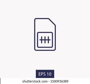 Sim card vector icon. Sim card icon symbol. Sim card - mobile slot icon. Mobile Cellular Phone Sim Card Chip Isolated on Background