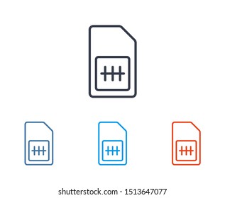 Sim card vector icon. Sim card icon symbol. Sim card - mobile slot icon. Mobile Cellular Phone Sim Card Chip Isolated on Background