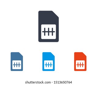 Sim card vector icon. Sim card icon symbol. Sim card - mobile slot icon. Mobile Cellular Phone Sim Card Chip Isolated on Background