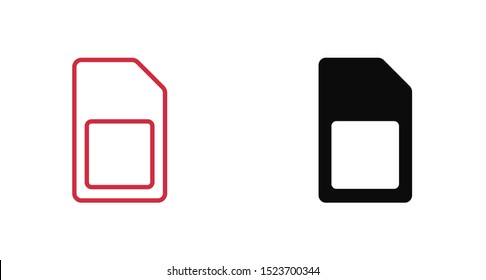 Sim card vector icon. Sim card icon symbol. Sim card - mobile slot icon. Mobile Cellular Phone Sim Card Chip Isolated on Background