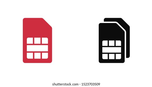 Sim card vector icon. Sim card icon symbol. Sim card - mobile slot icon. Mobile Cellular Phone Sim Card Chip Isolated on Background