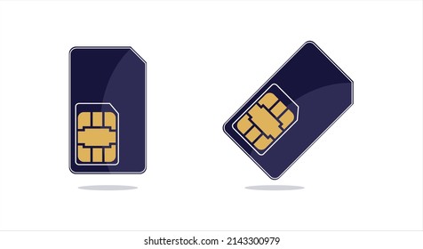 Sim card vector icon. Sim card symbol. Sim card - mobile slot icon. Mobile cell phone SIM card chip isolated on white background