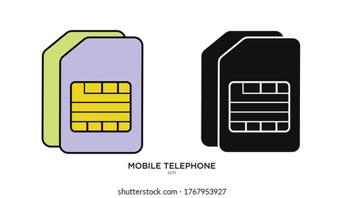 Sim card vector illustration lineal color and filled design