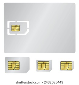 Ilustración vectorial de tarjeta SIM. Micro.nano sim tarjeta de teléfono
