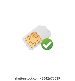SIM card. Vector illustration of mobile communication chip for smartphones. For identification and data transfer. Technology and telecommunications. Realistic icon. Flat style. Isolated background.
