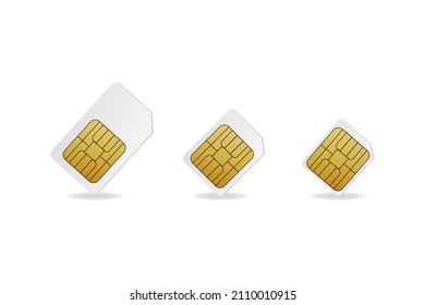 Sim card vector mobile phone icon chip. Simcard isolated 