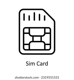 Sim Card  Vector  outline Icon Design illustration. Network and communication Symbol on White background EPS 10 File
