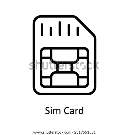 Sim Card  Vector  outline Icon Design illustration. Network and communication Symbol on White background EPS 10 File
