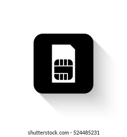 Sim card - white vector  icon with shadow