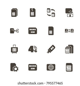 Sim Cards icons. Perfect black pictogram on white background. Flat simple vector icon.
