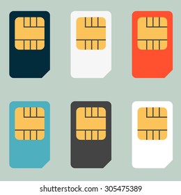 SIM cards for mobile phones. Mobile and wireless communication technologies. Network chip electronic connection