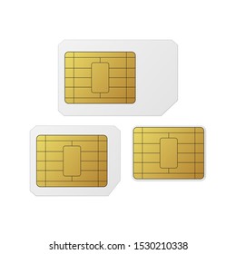 SIM cards set. Nano, micro, standard. Vector illustration Mobile networks and telecommunications