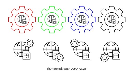 Sim cart vector icon in gear set illustration for ui and ux, website or mobile application
