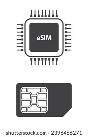 sim embedded and sim card icon set