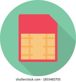sim flat circle with shadow icon