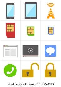 SIM free smartphone and tablet icon set
