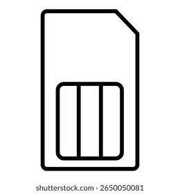 sim icon flat thin outline art logo