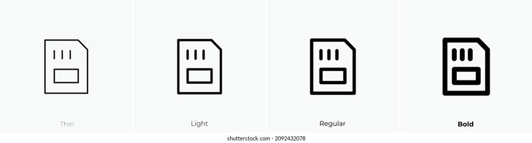 sim icon. Thin, Light Regular And Bold style design isolated on white background