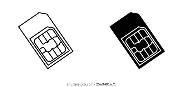 Sim icons in outline and fill. vector illustration for ui.