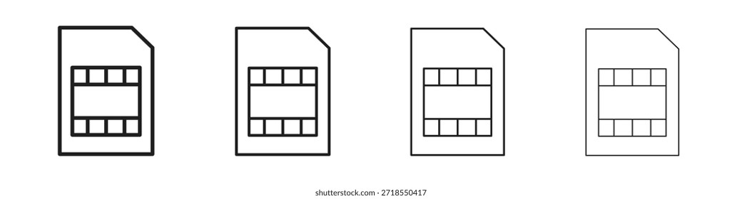 Iconos de Sim, conjunto de iconos lineales. Iconos lineales negros de la palma