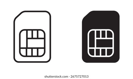 Conjunto de iconos de SIM. Iconos simples de tarjetas SIM de teléfonos móviles. Ilustración vectorial