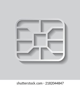 Sim simple icon vector. Flat design. Paper style with shadow. Gray background.ai