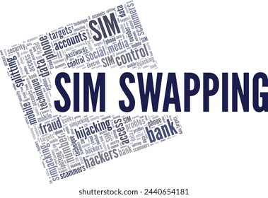 SIM Swapping word cloud conceptual design isolated on white background.