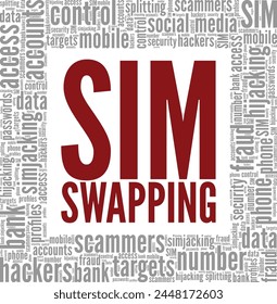 SIM Swapping word cloud conceptual design isolated on white background.